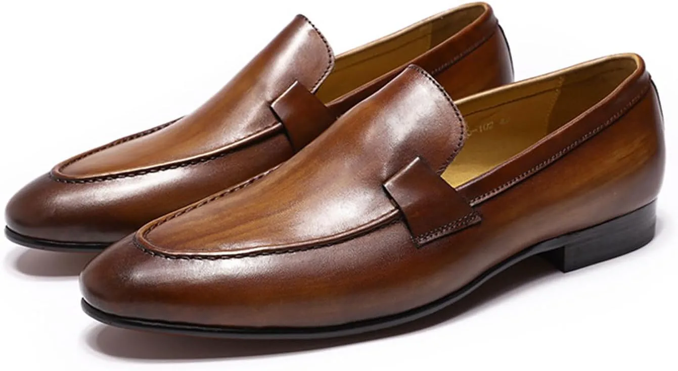 

Мужские лоферы Santimon, удобные туфли без шнурков для повседневной носки, вечеринки и свадеб, модные мужские туфли под смокинг, формальные деловые туфли из натуральной кожи, пенни-лоферы, удобные для ходьбы, коричневый