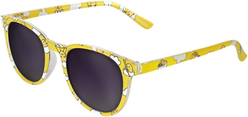 

Солнцезащитные очки Galaken Gudetama от Sanrio, официально лицензированные – с чехлом, подставкой, зеркалом и коллекционной упаковкой премиум-класса UV400, Yellow/Clear