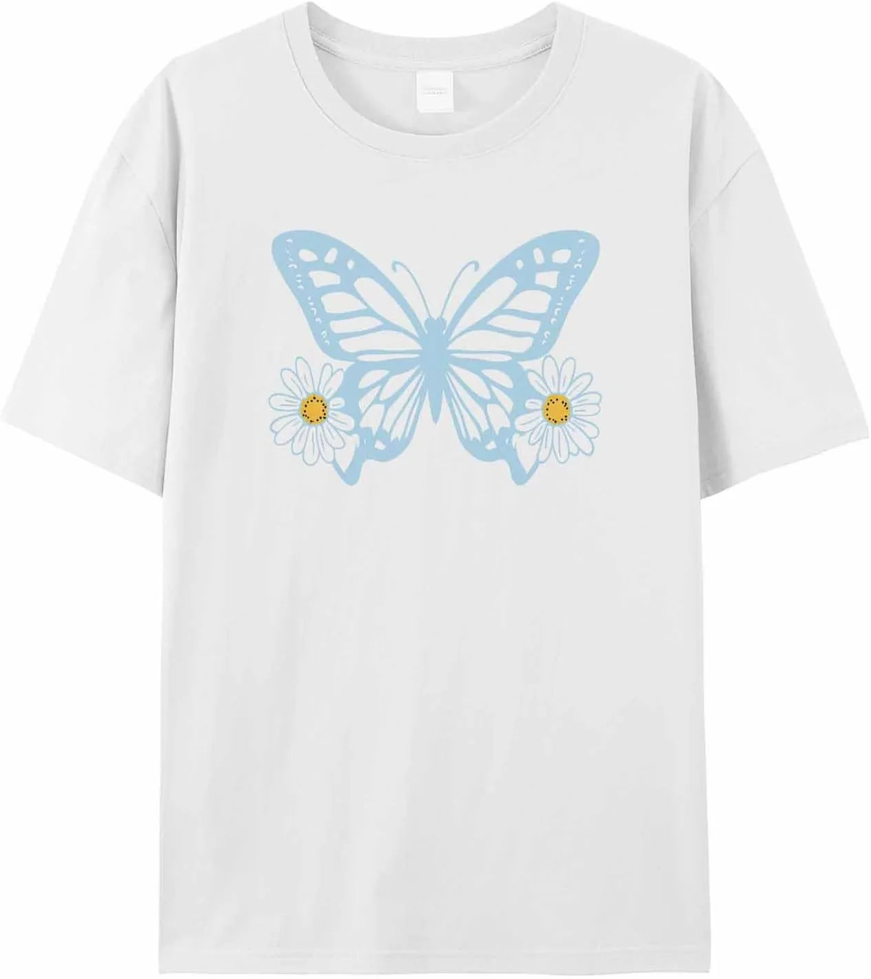 

Мужская футболка с коротким рукавом, синяя с цветами и бабочками jdudh