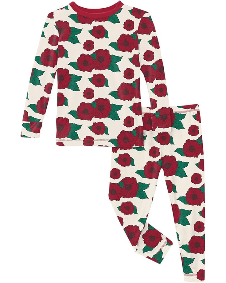 

Пижама Kickee Pants Kids Print Long Sleeve Pajama Set, цвет Holiday Poppies