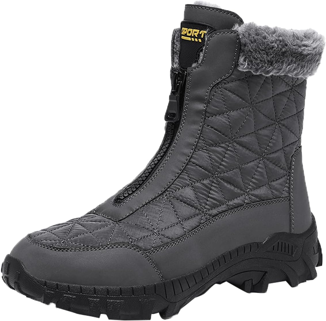 

Зимние мужские ботинки Dacnakby, стеганые утепленные с искусственным мехом, водонепроницаемые, черные, для снега и походов