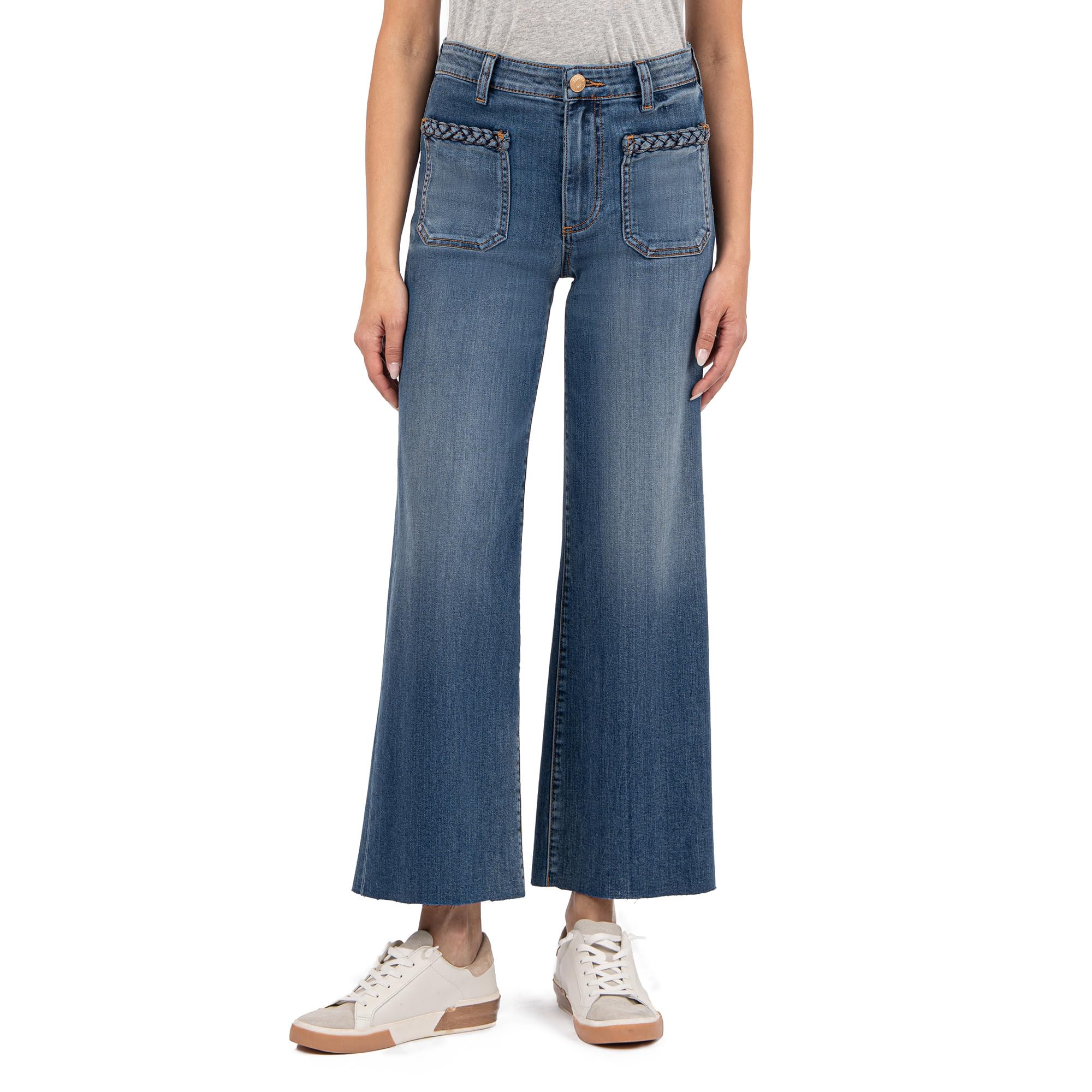 

Джинсы KUT from the Kloth Meg High Rise Wide Leg Patch Pkts W/Braid On Top, Fame