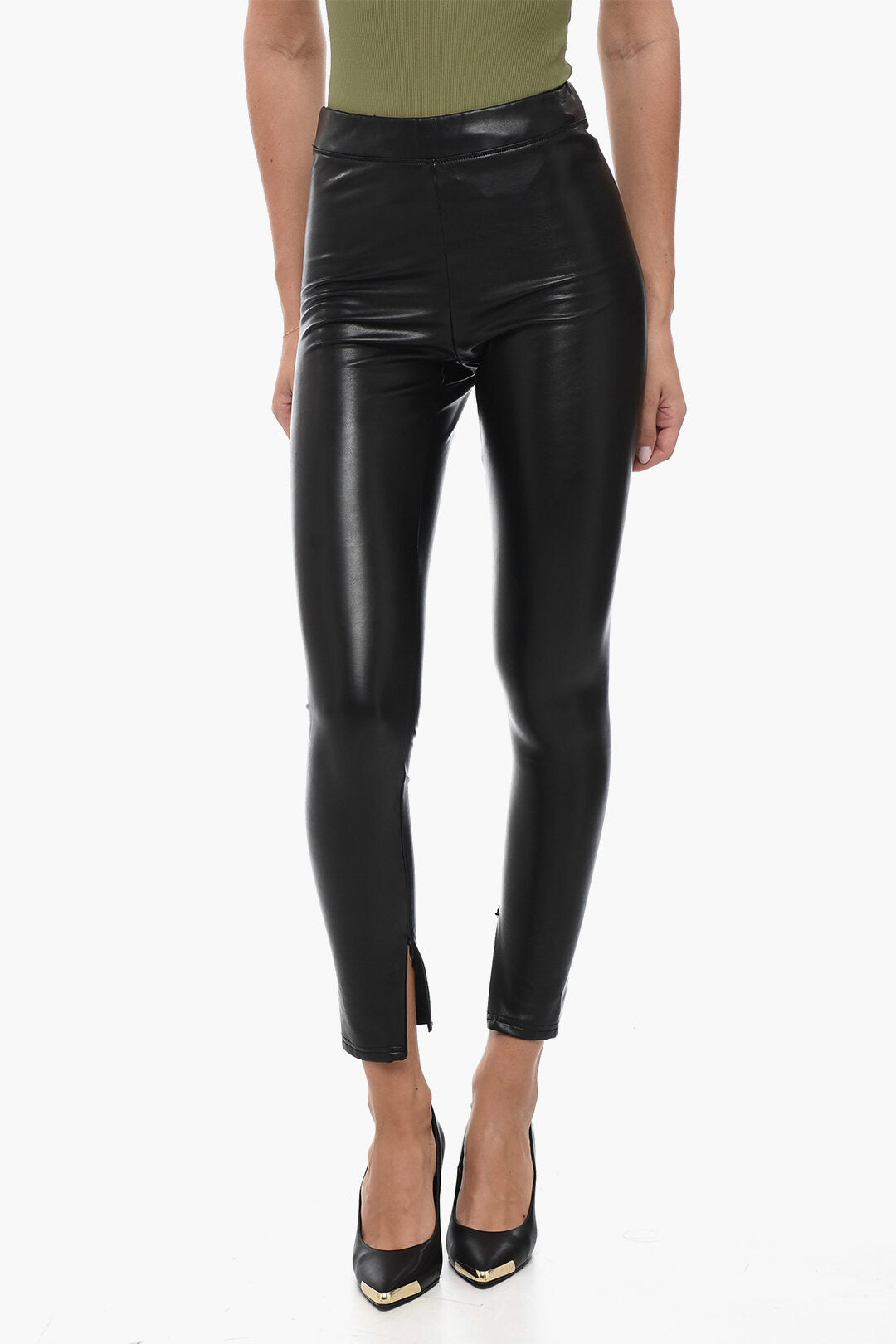 

Узкие брюки Michael Kors из веганской кожи, черный