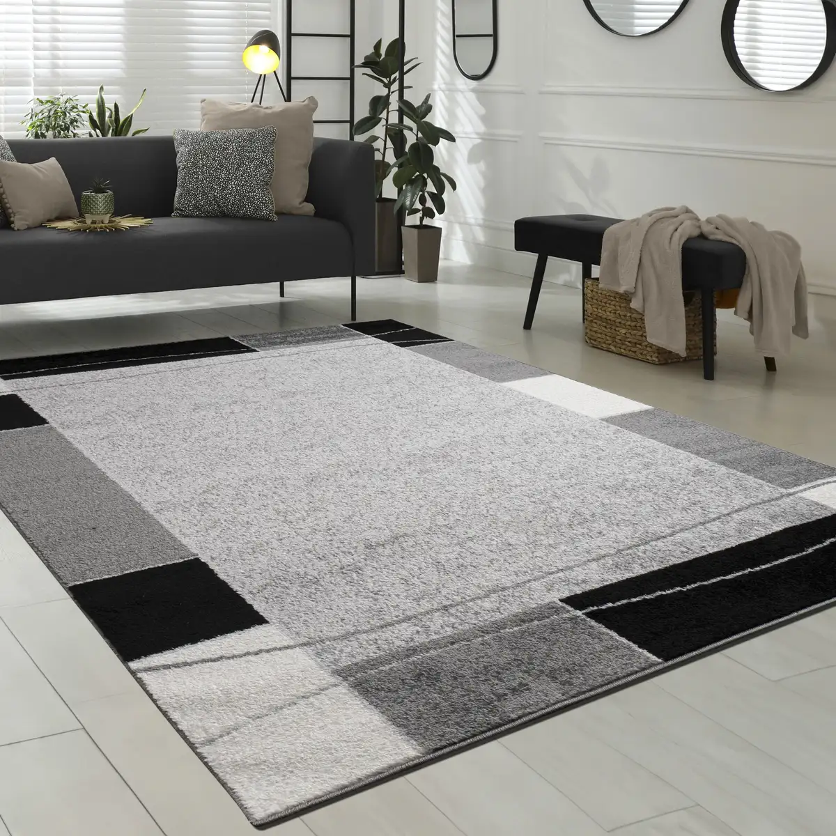 

Ковер Paco Home "Sinai 054", прямоугольный, короткий ворс, с бордюром, идеально подходит для гостиной и спальни 240х340 см, серый