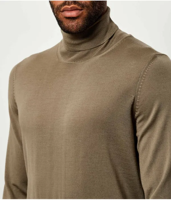 Шерстяная водолазка Musso-p Slim fit Boss, коричневый — фото 4