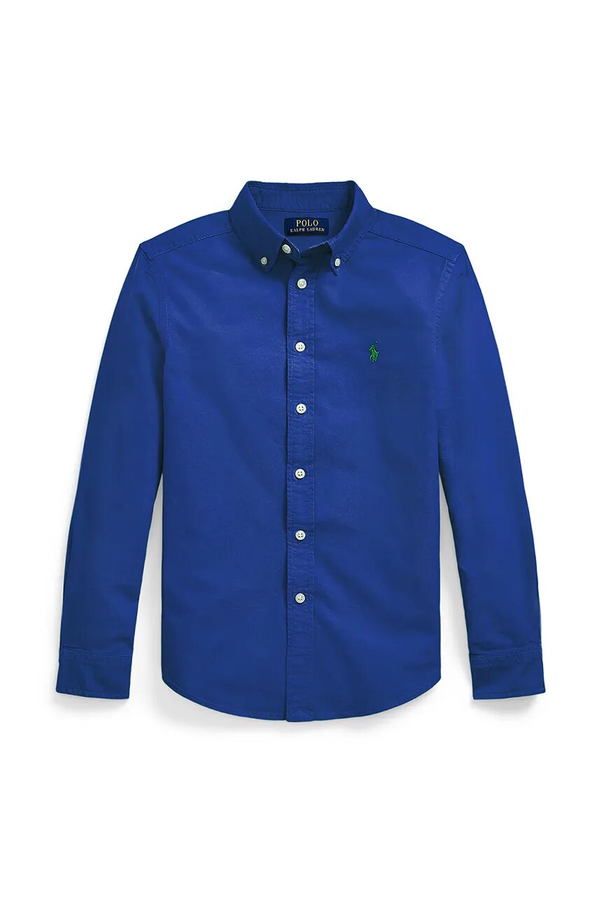 

Детская хлопковая рубашка Polo Ralph Lauren, синий