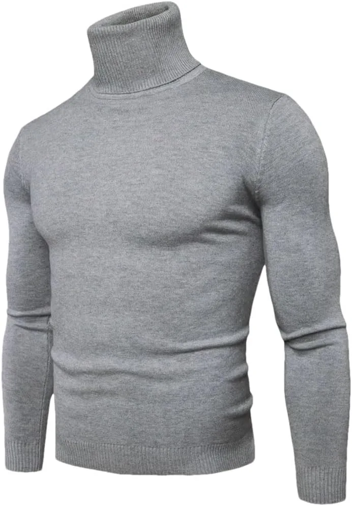 

Мужской однотонный вязаный свитер с высоким воротником