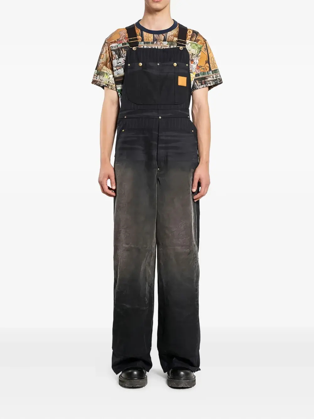 

Выцветший комбинезон с полосками KHOKI, черный