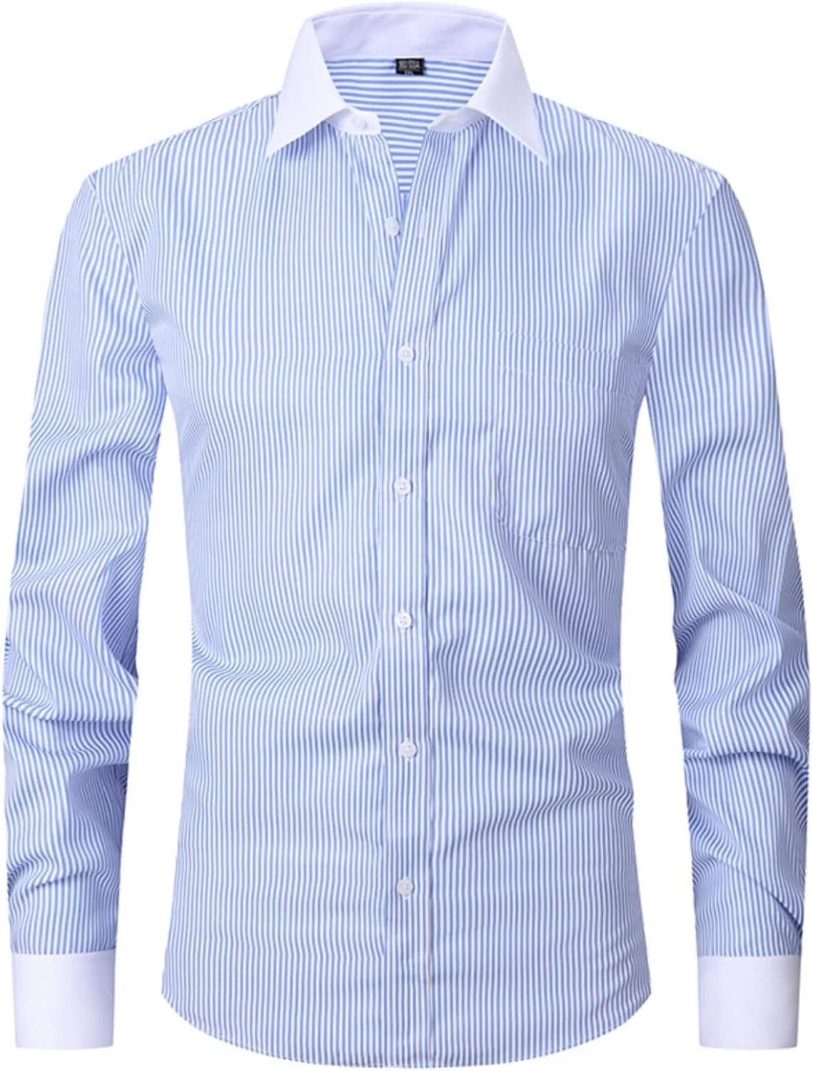 Рубашка мужская для переходной погоды Slim Fit с длинным рукавом на пуговицах Business Casual Generic, синий