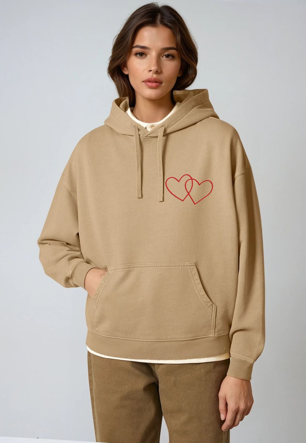 

Толстовка DOUBLE HEART VINTAGE EMBROIDERY - Hoodie Mira Paris, бежевый