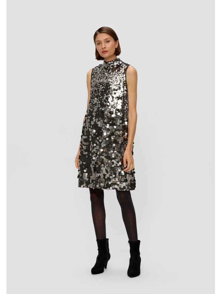 

Короткое платье s.Oliver BLACK LABEL, цвет schwarz-silber