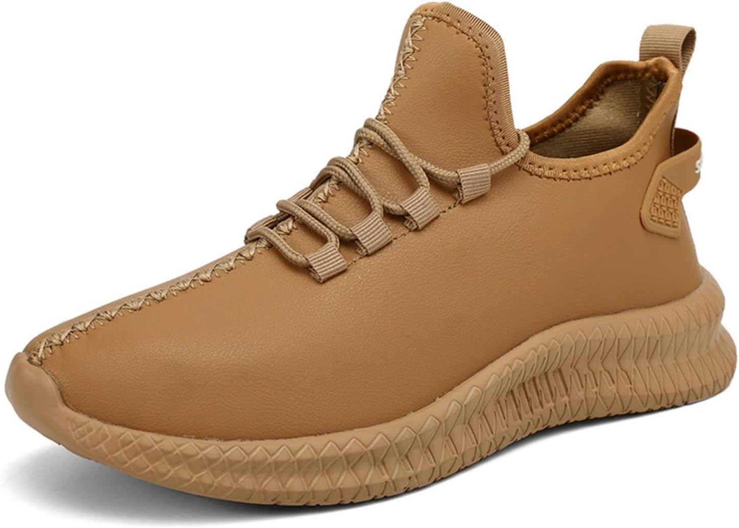 

Мужские повседневные кожаные кроссовки с амортизирующей стелькой и противоскользящей геометрической подошвой для ежедневной носки, легкие и удобные спортивные обувь для легких видов спорта Kelibasi, коричневый