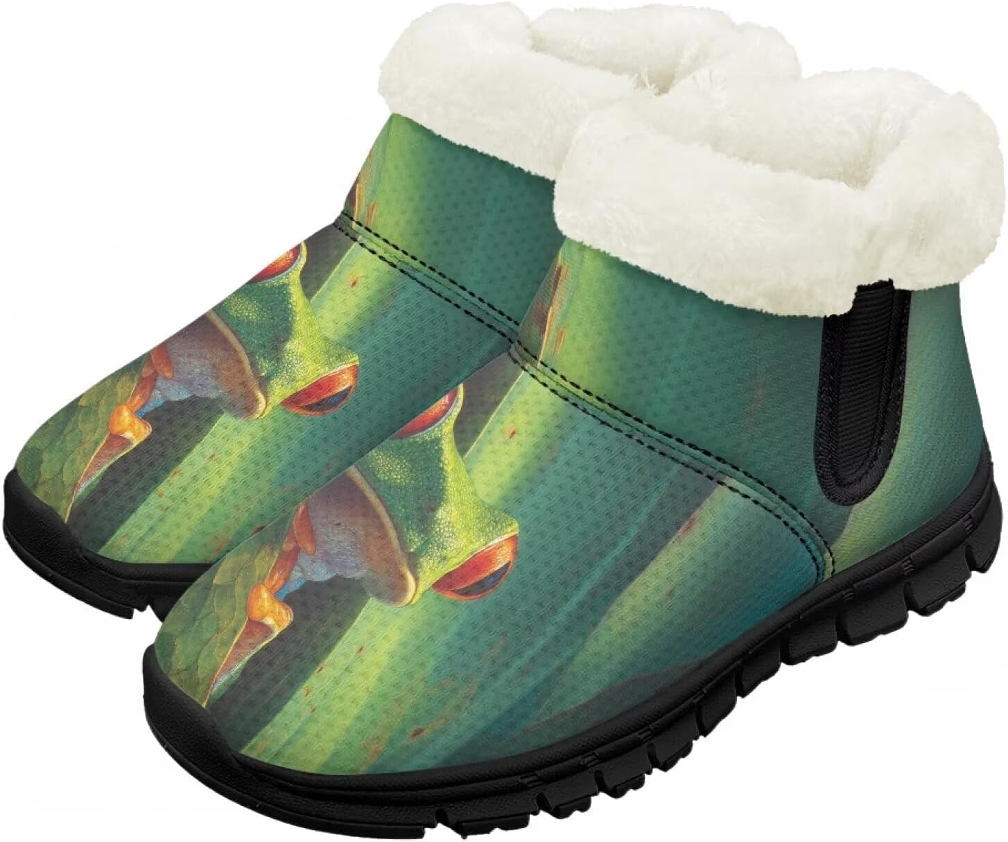 

Мальчики Девочки Зимние Ботинки Теплые Слипоны Снегоступы Удобная Обувь Для Дома И На Улицу Легкие Детские Меховые Тапочки Chririnla, 3D Frog