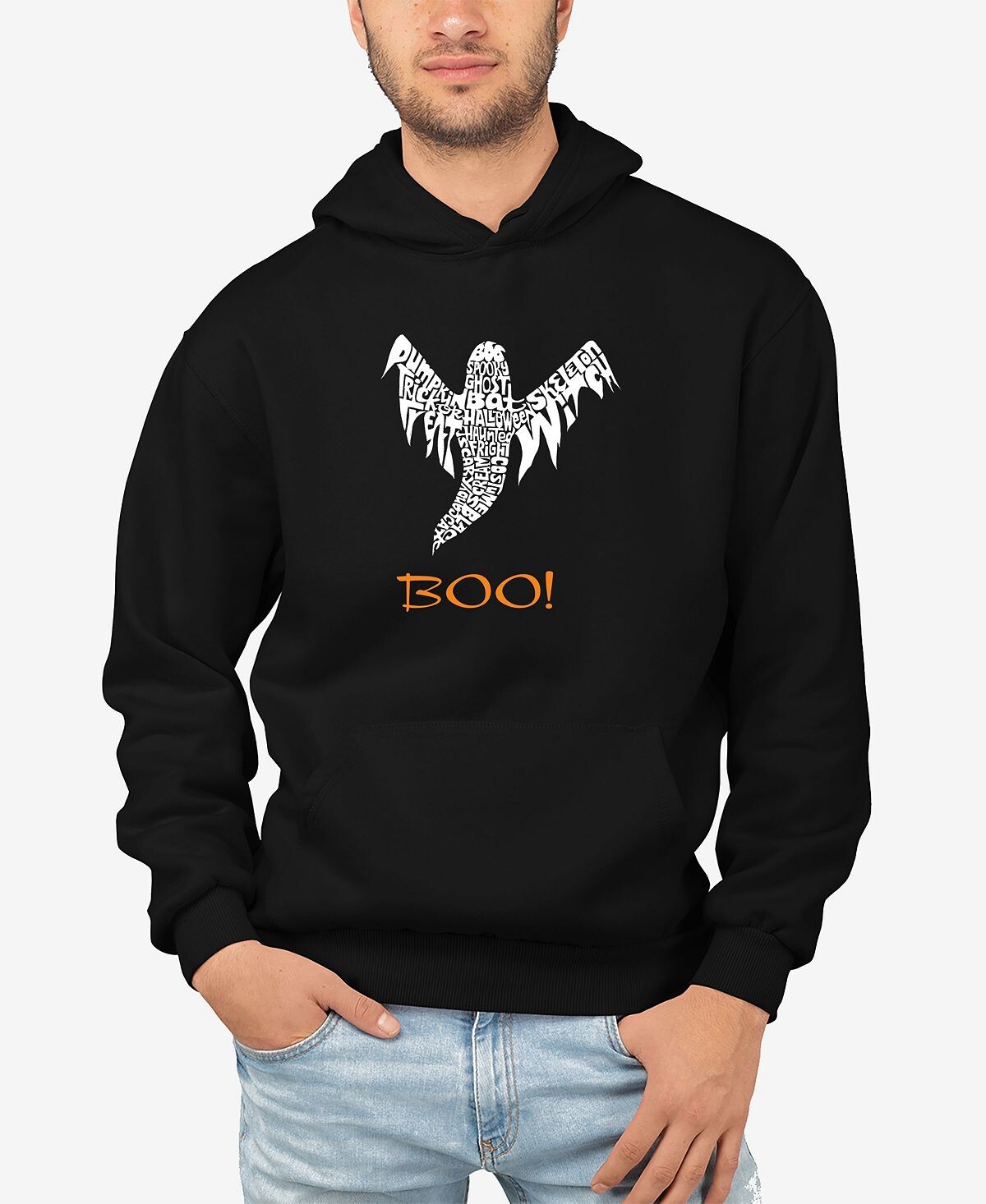 

Мужская толстовка с капюшоном Halloween Ghost Word Art LA Pop Art