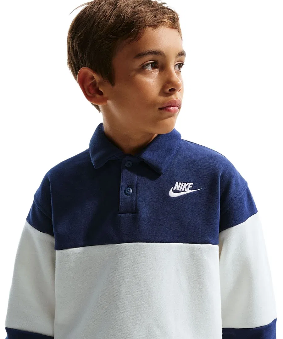 Полосатая толстовка для мальчиков 8-20 лет от Sportswear Club Rugby Nike, темно-синий — фото 2