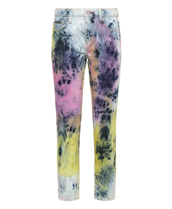 

Джинсы-Бойфренды с эффектом тай-дай и выбеленным денимом Philipp Plein, мультиколор