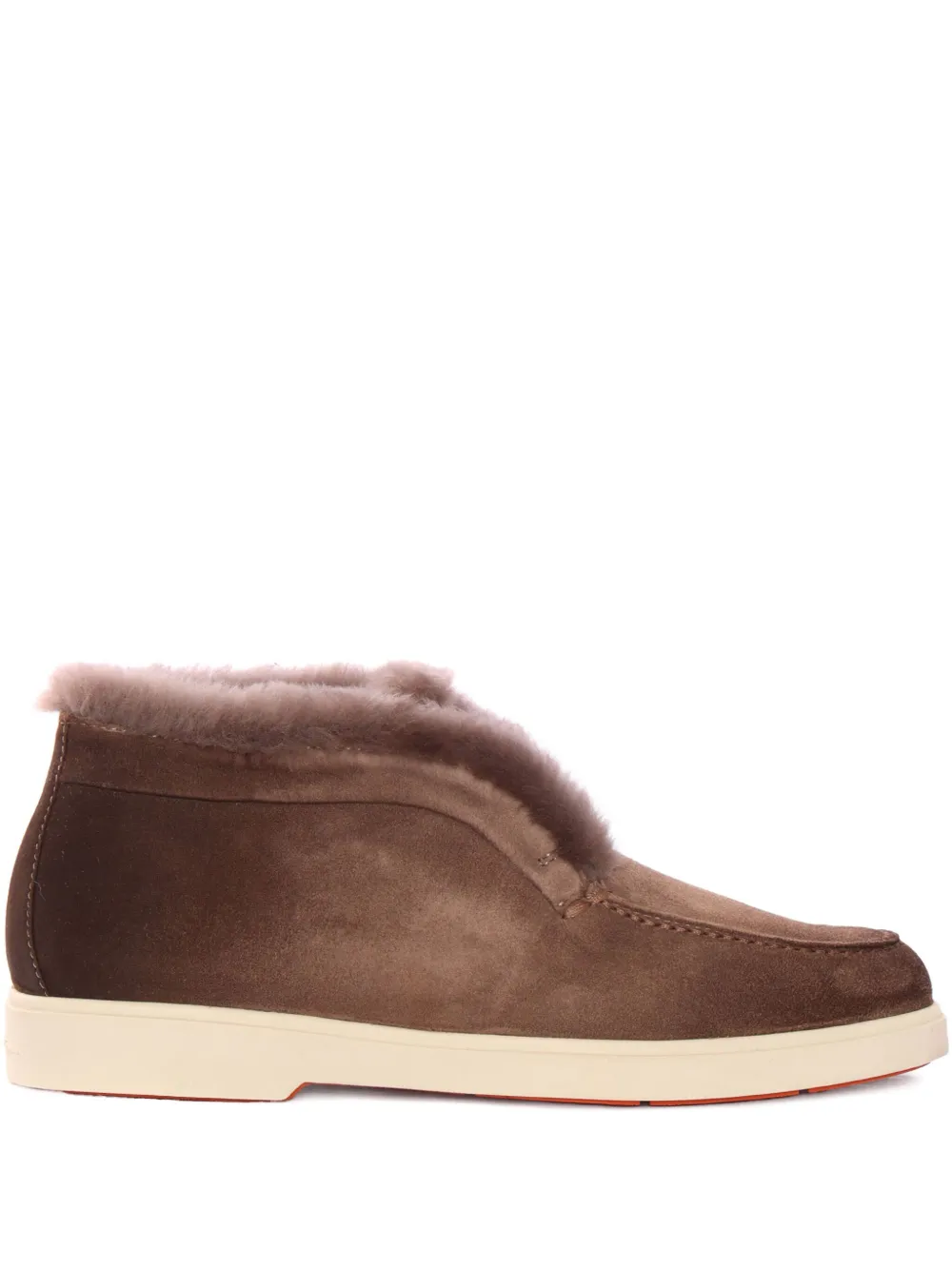 Замшевые сапоги с меховой отделкой Santoni, коричневый