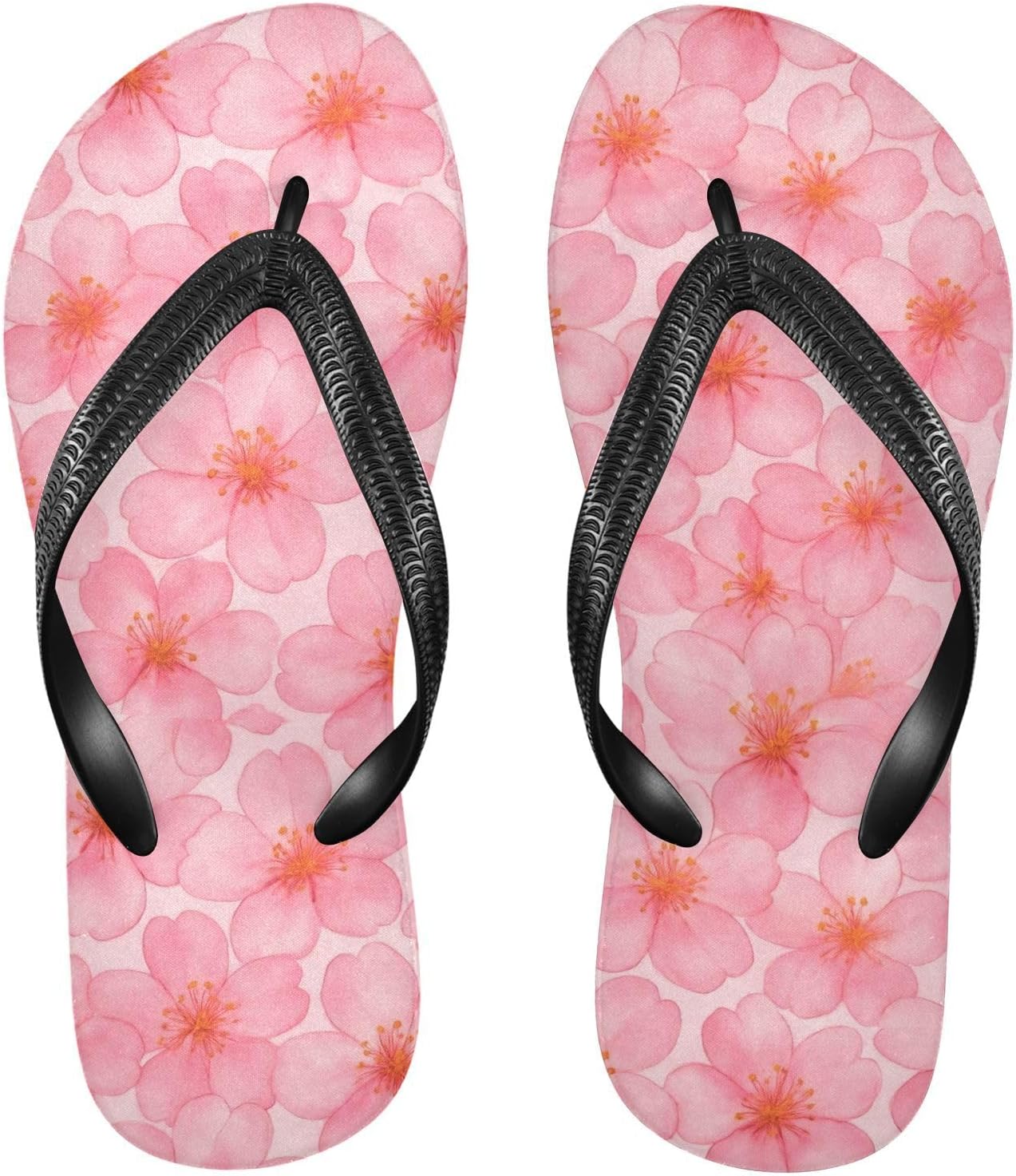 

Розовые вьетнамки с цветами сакуры, пляжный душ, шлепанцы, резиновые нескользящие летние тапочки для женщин и мужчин Sinestour