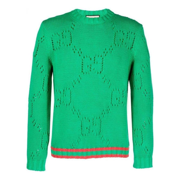 

Свитер knit cotton sweater with web 'green' Gucci, зеленый