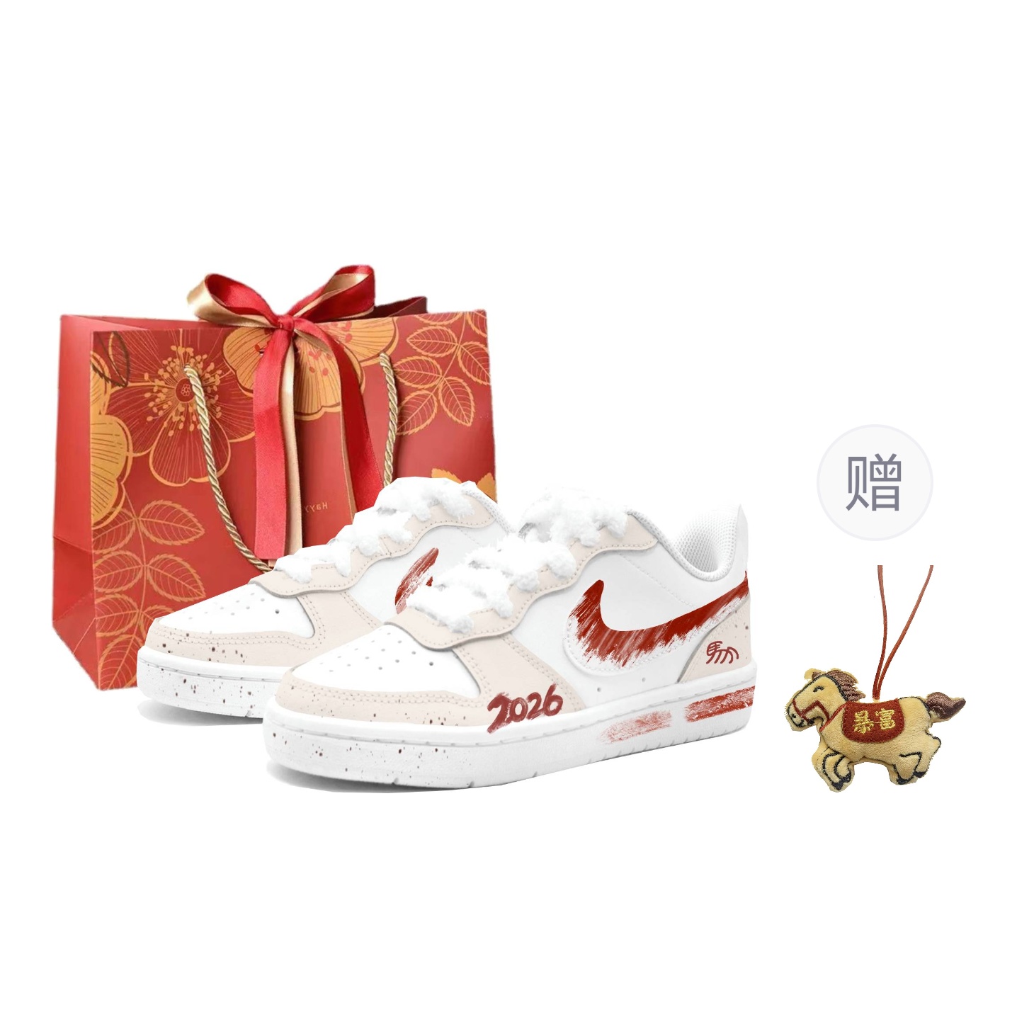 

Кроссовки Court Borough Kung Fu Rabbit Rui Yan из кожи с противоскользящим покрытием, амортизацией и износостойкостью, низкие Nike, красный