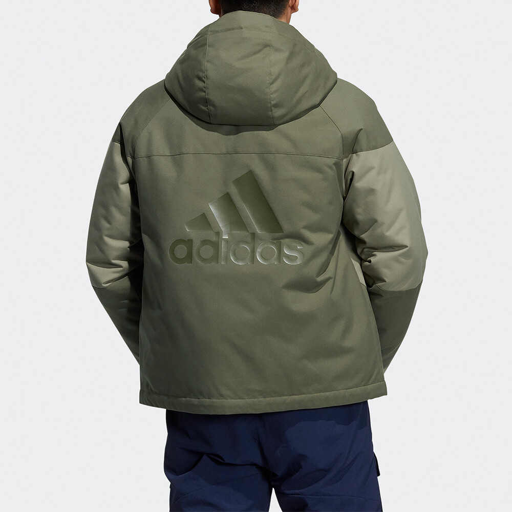 Пуховик мужской армейский зеленый Adidas, зеленый — фото 3