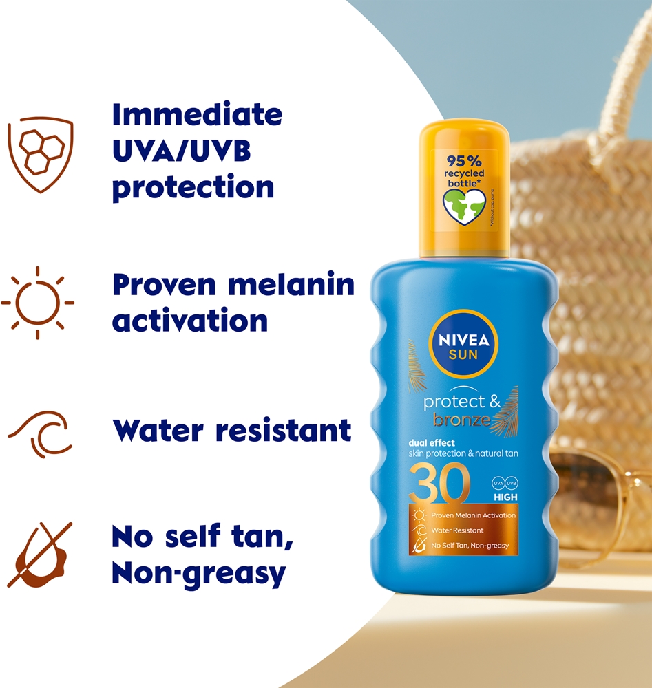 Солнцезащитный спрей с интенсивным бронзирующим эффектом SPF 30 Nivea, 200 мл — фото 2