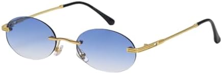 

Овальные солнцезащитные очки без оправы для женщин, винтажные стильные зеркальные очки, мужские солнцезащитные очки для женщин, очки с защитой от УФ-излучения UV400 MTZJH, C7