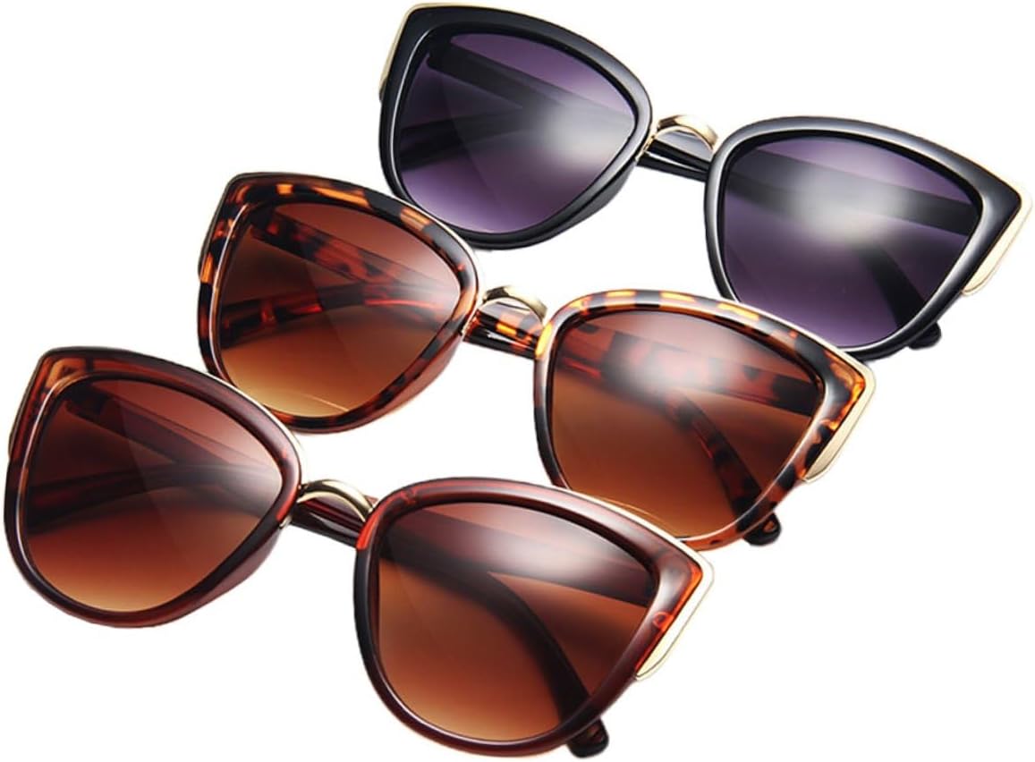 

Набор из 3 винтажных женских солнцезащитных очков «кошачий глаз»: пластиковые очки с защитой от УФ-излучения для активного отдыха, черная, леопардовая и коричневая оправы DEARMAMY, Assorted Color