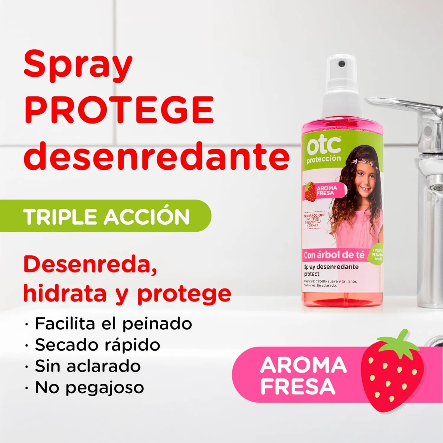 Спрей OTC Protect Leave In от вшей с ароматом клубники 250 мл Otc Antipiojos — фото 2