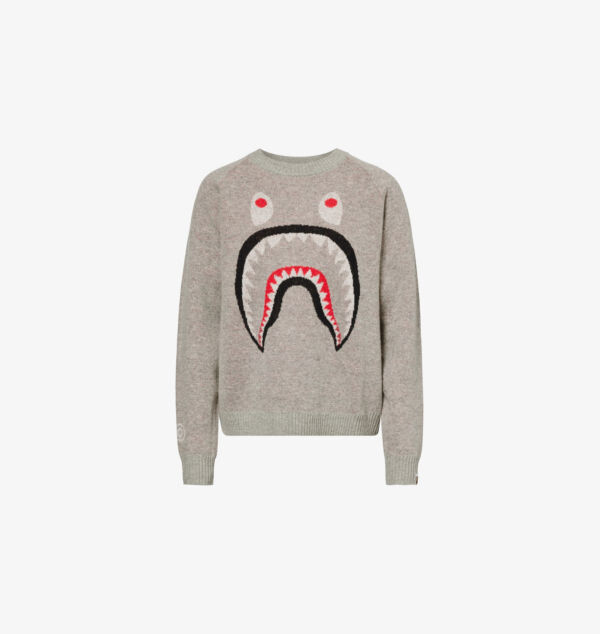 

Вязаный джемпер Bape shark-intarsia, стандартного кроя, из смеси шерсти A Bathing Ape, серый