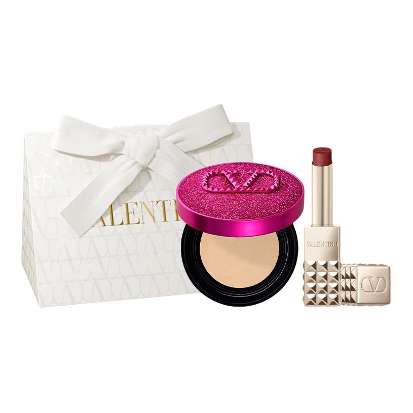 Valentino Набор косметики imaginaria pink limited edition air cushion с помадой-стиком, легко растушевывающий тон — фото 3