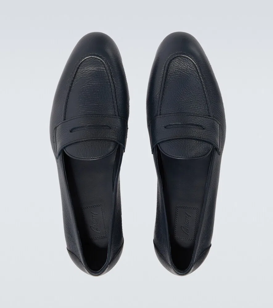 Кожаные лоферы Brioni, синий — фото 4