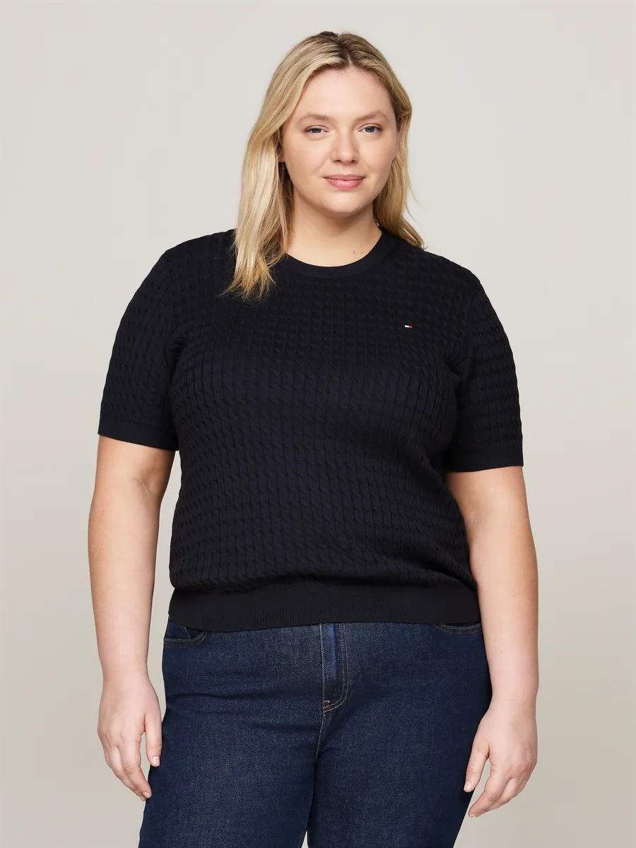 

Свитер с круглым вырезом Tommy Hilfiger Curve "CRV CO CABLE C-NK SS SWT", большие размеры, синий