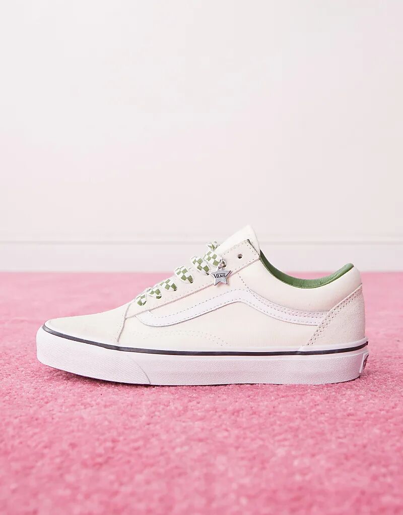 Кроссовки Vans Old Skool белого и зеленого цветов — фото 2