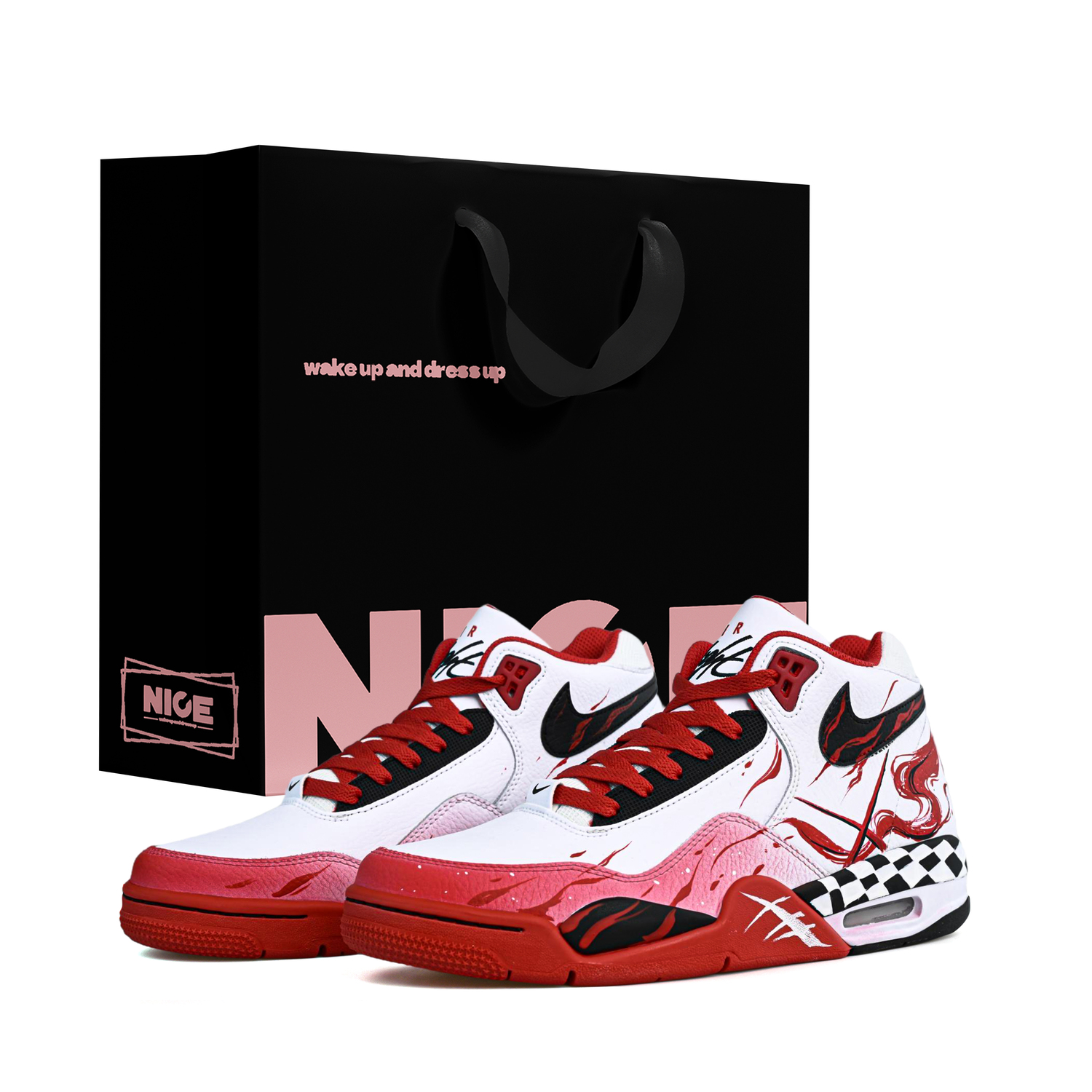 

Кроссовки баскетбольные мужские Mid top Vintage Flight Legacy Abrasion Resistant Coverage Nike, черный красный