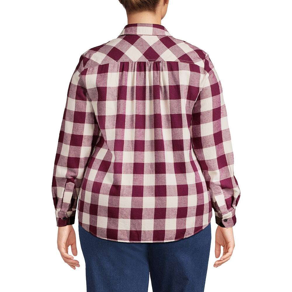 

Плюс размер Фланелевая рубашка бойфренда в клетку Lands' End, цвет Ivory Blue Plaid