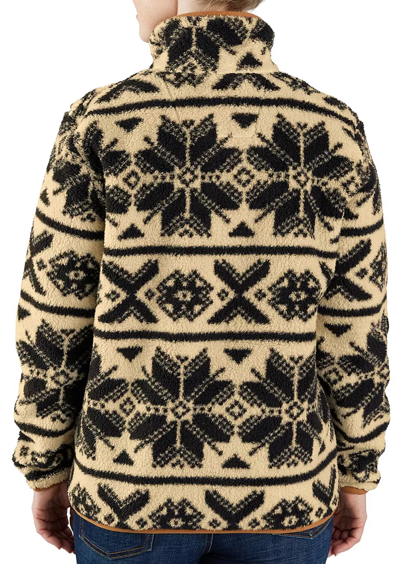 

Женские флисовые брюки Carhartt с молнией на четверть из шерпа, цвет Oatmilk/Black Fairisle