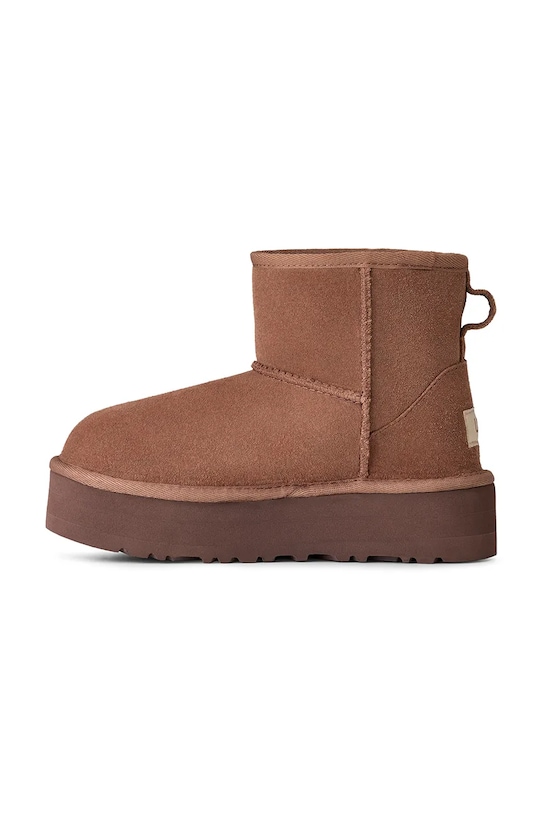 Детские зимние сапожки CLASSIC MINI PLATFORM из замши Ugg, коричневый — фото 4