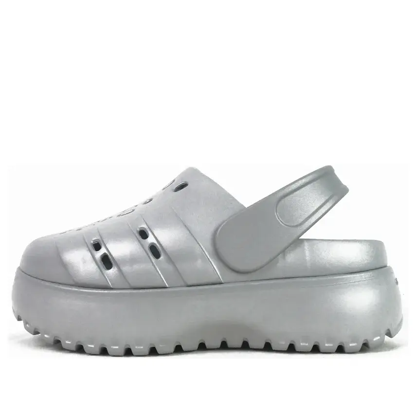 Сандалии (WMNS) adidas Adilette Clog Platform 'Silver Metallic', серебряный