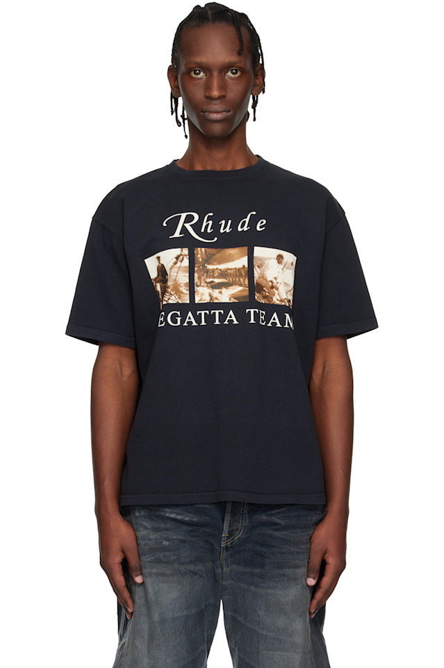 

Rhude Черная футболка с символикой тура регаты USVI
