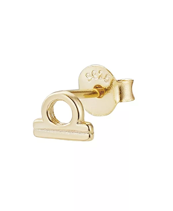 

Серьги-Гвоздики с одним знаком зодиака из стерлингового серебра 925 пробы с позолотой 14 карат Adornia Fine, gold-libra