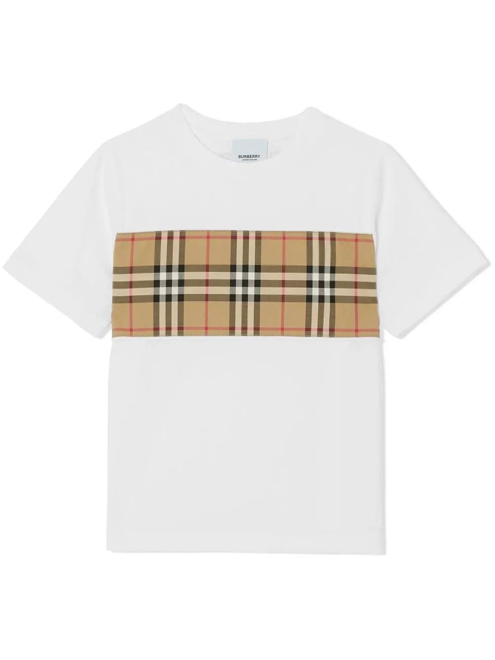 

Футболка с отделкой в клетку Vintage Check BURBERRY KIDS, белый