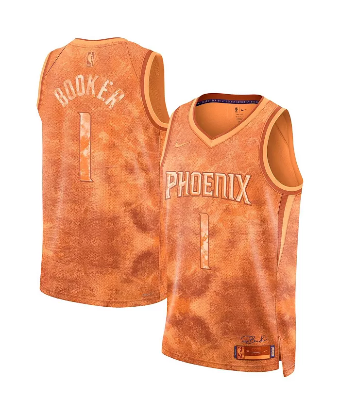 Мужская и женская баскетбольная майка Phoenix Suns Select Series Swingman Девена Букера в оранжевом цвете Nike — фото 2