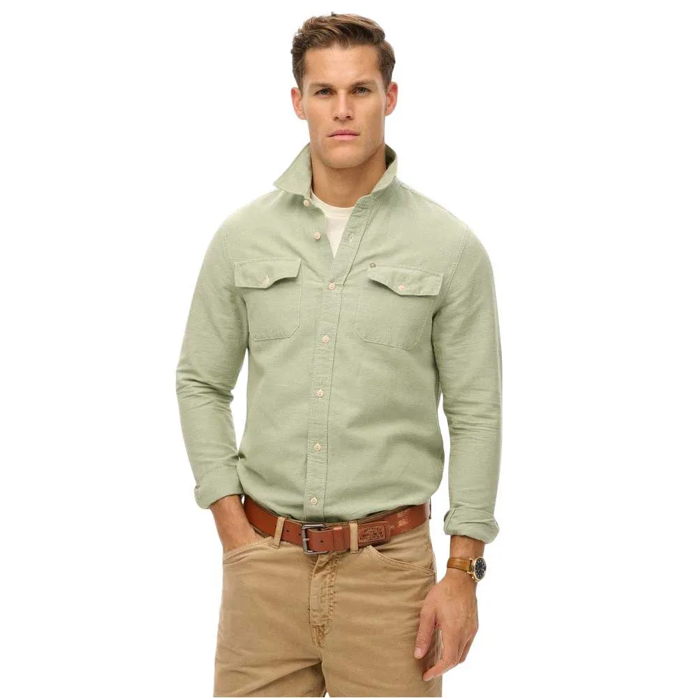 

Рубашка Superdry Merchant Linenblend Work, зеленый