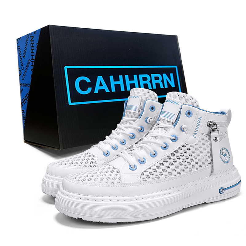 

CAHHRRN Высокие кэжуал кроссовки мужские бело-голубые, цвет White Blue