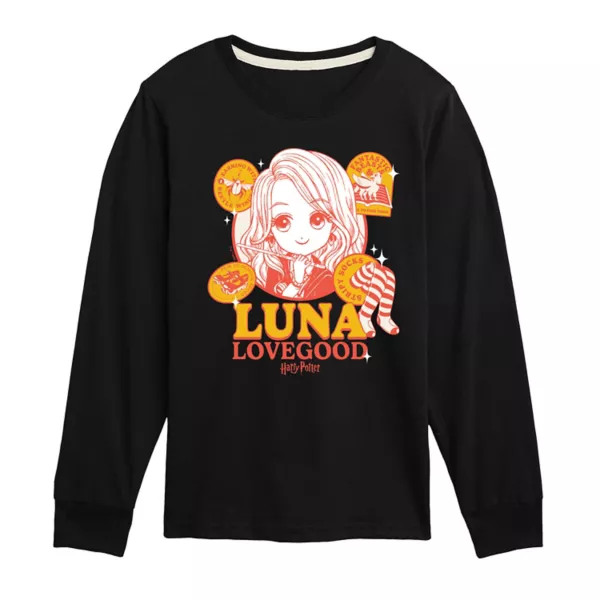 

Футболка с длинным рукавом и принтом Luna Lovegood для мальчиков 8-20 лет Harry Potter, черный
