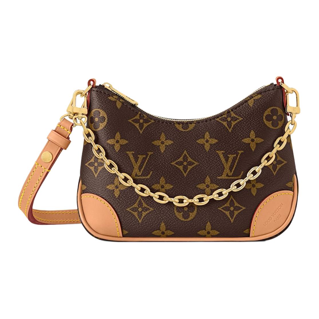 

LOUIS VUITTON Сумка из лакированного полотна с кожаной отделкой и цепью из бычьего рога миниатюрная женская коричневая наплечная через плечо