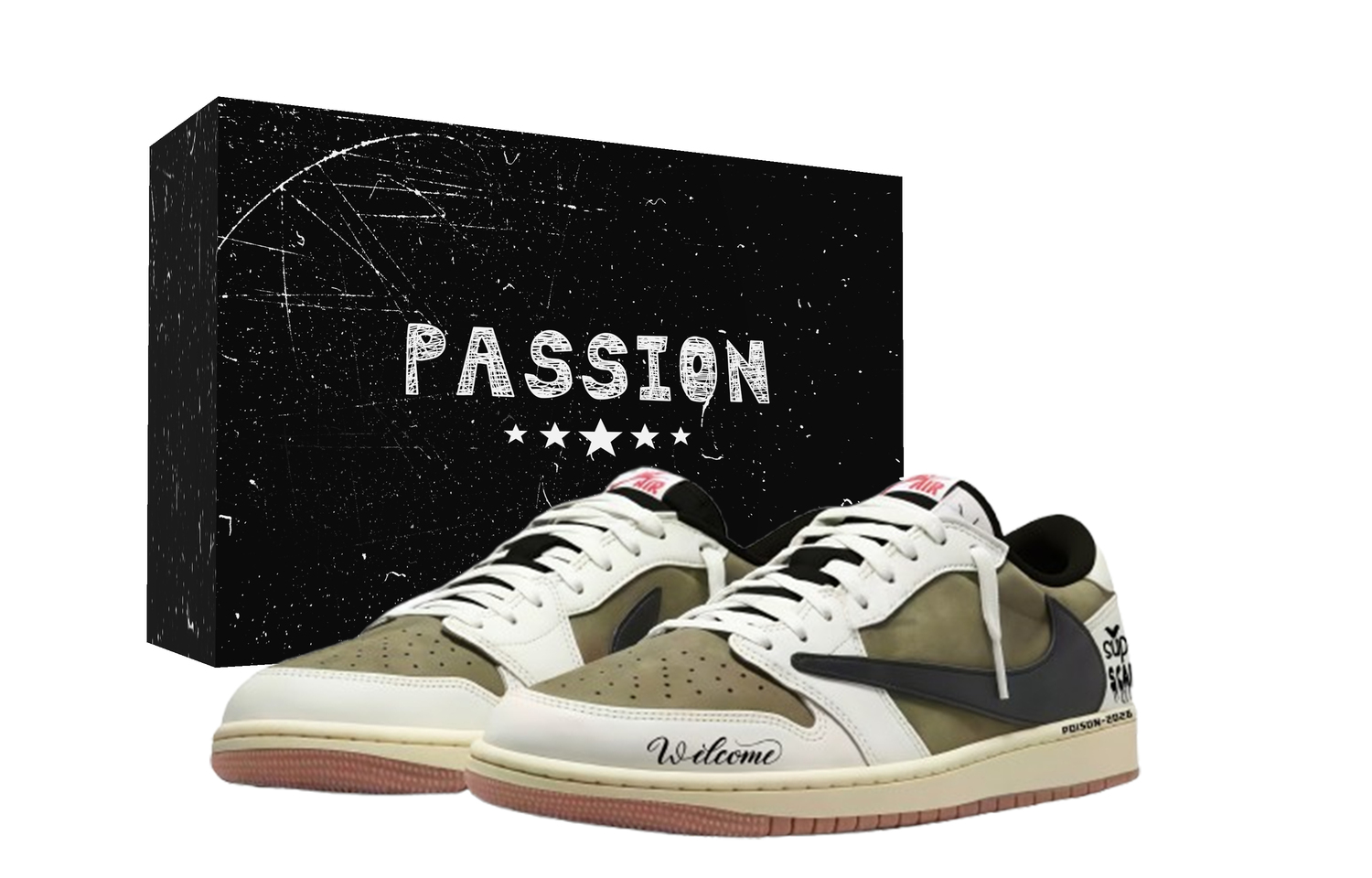 

Jordan Travis Scott x Air 1 Beige Green Journey Travis Scott X AJ1 Low Cushioning Low top