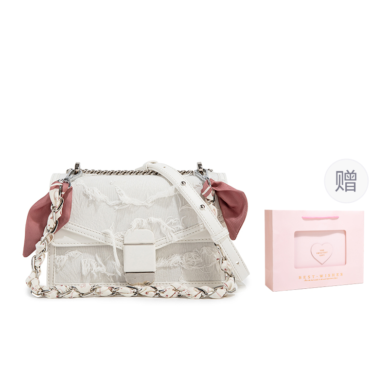 

MACKJANICE Женская сумка через плечо бело-розовая, Fringe White, Box Limited Edition