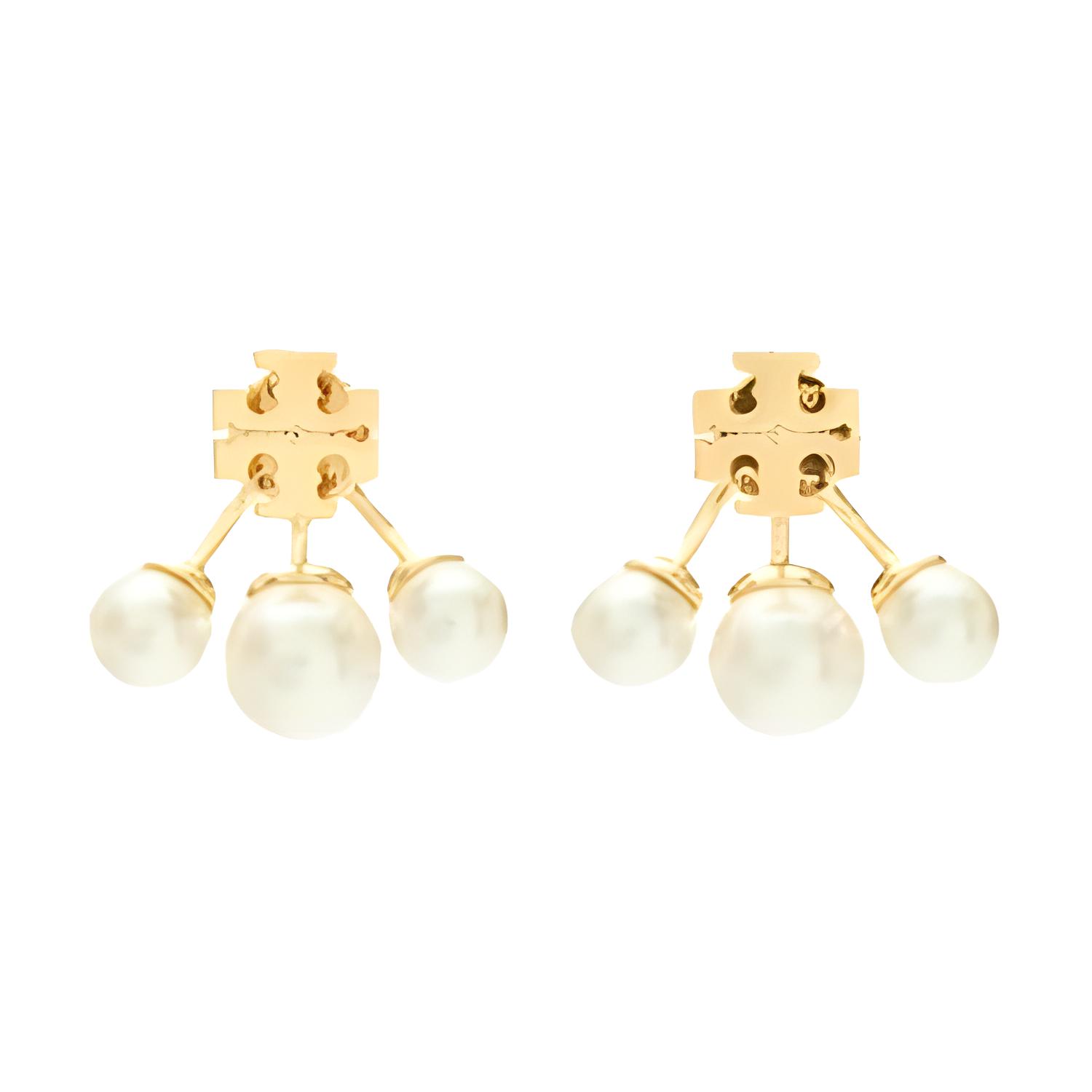 

Кира Перл серьги спереди и сзади TORY BURCH